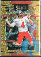Bailey Zappe 2022 Select Draft Picks RC #10 Concourse Level Gold Lazer Prizm